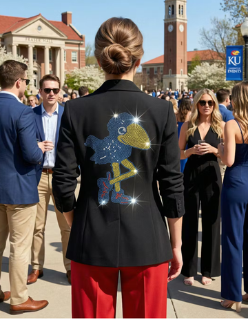 University of Kansas Vintage Jayhawk Black Ruched Blazer