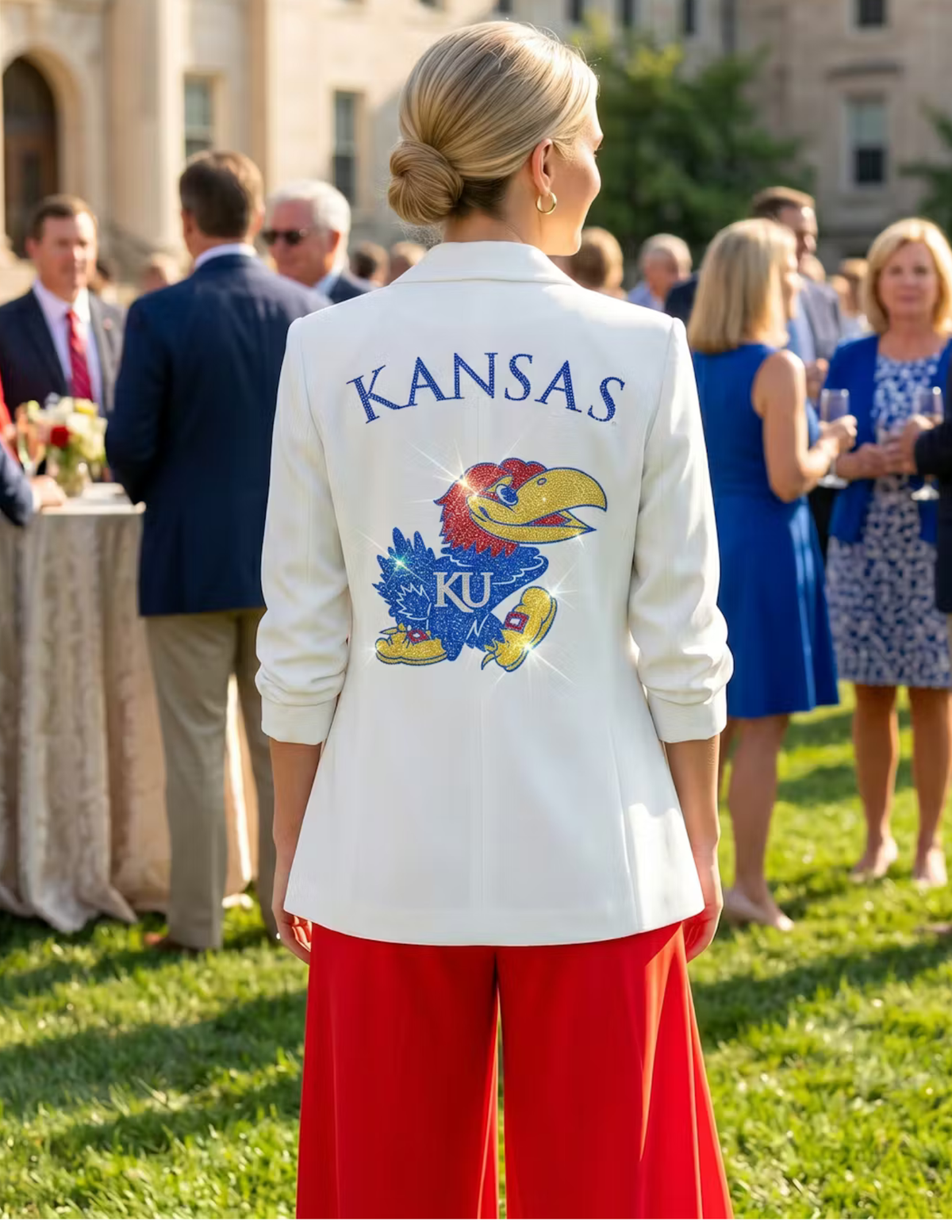 University of Kansas Jayhawks Kansas White Ruched Blazer