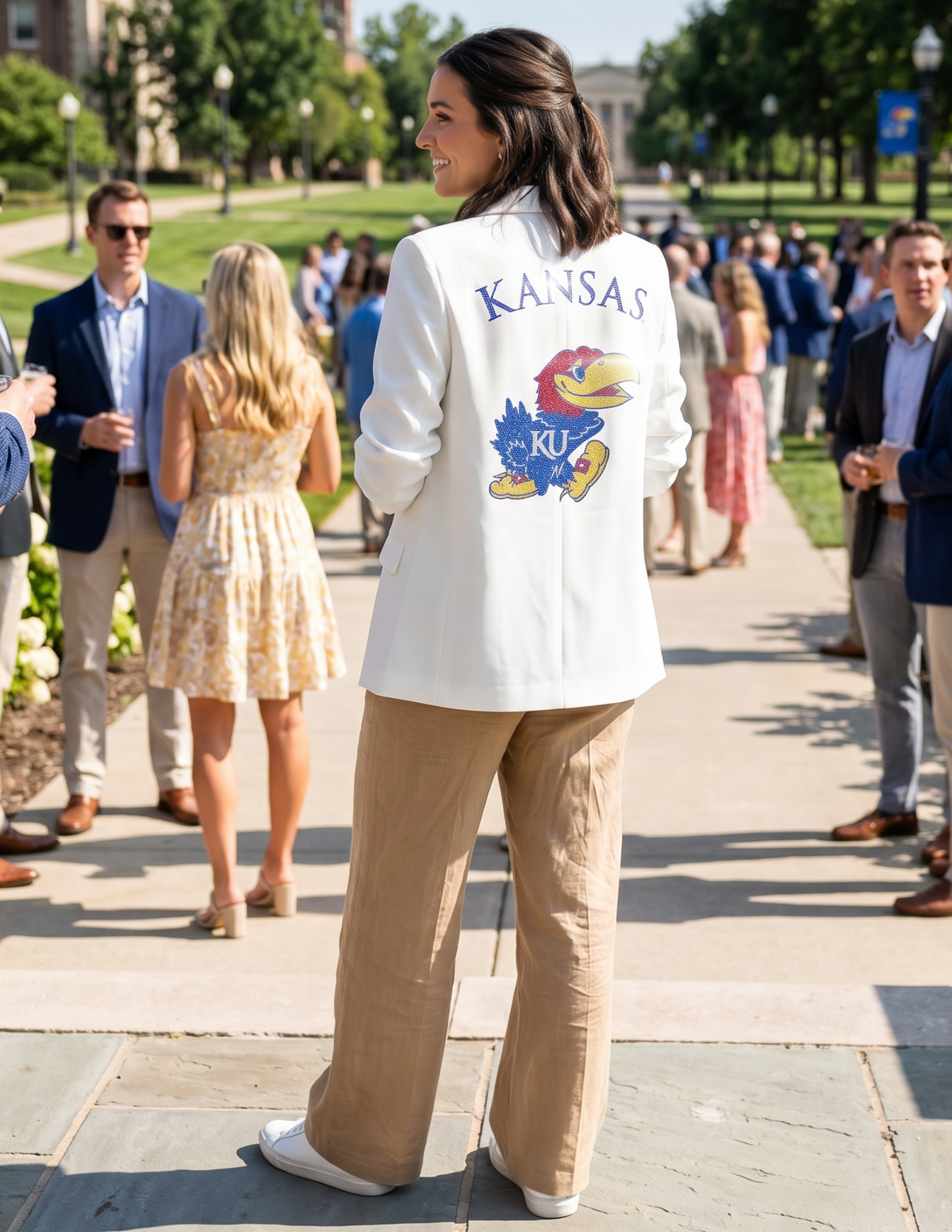 University of Kansas Jayhawks Kansas White Ruched Blazer