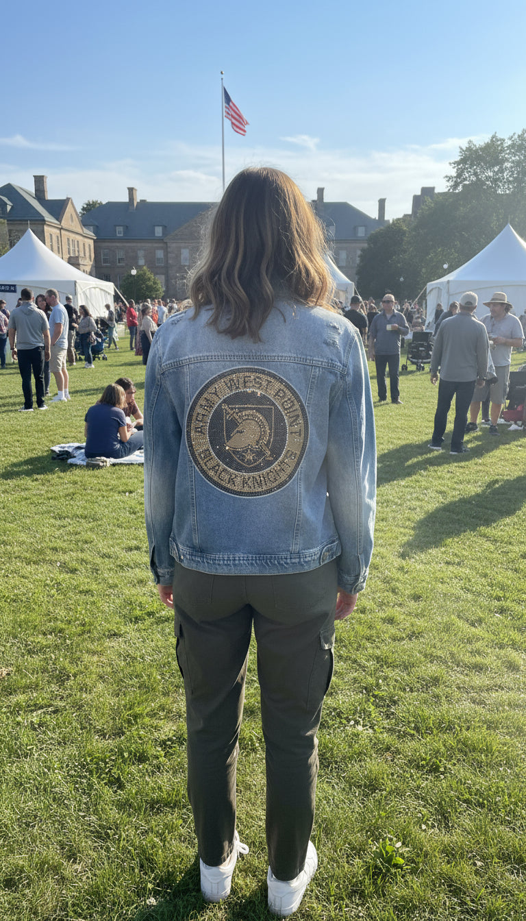 Army West Point Circle Athena Shield Blue Denim Jacket