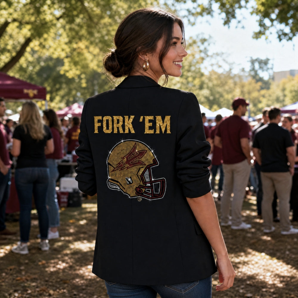 Arizona State Fork 'Em Helmet Black Ruched Blazer