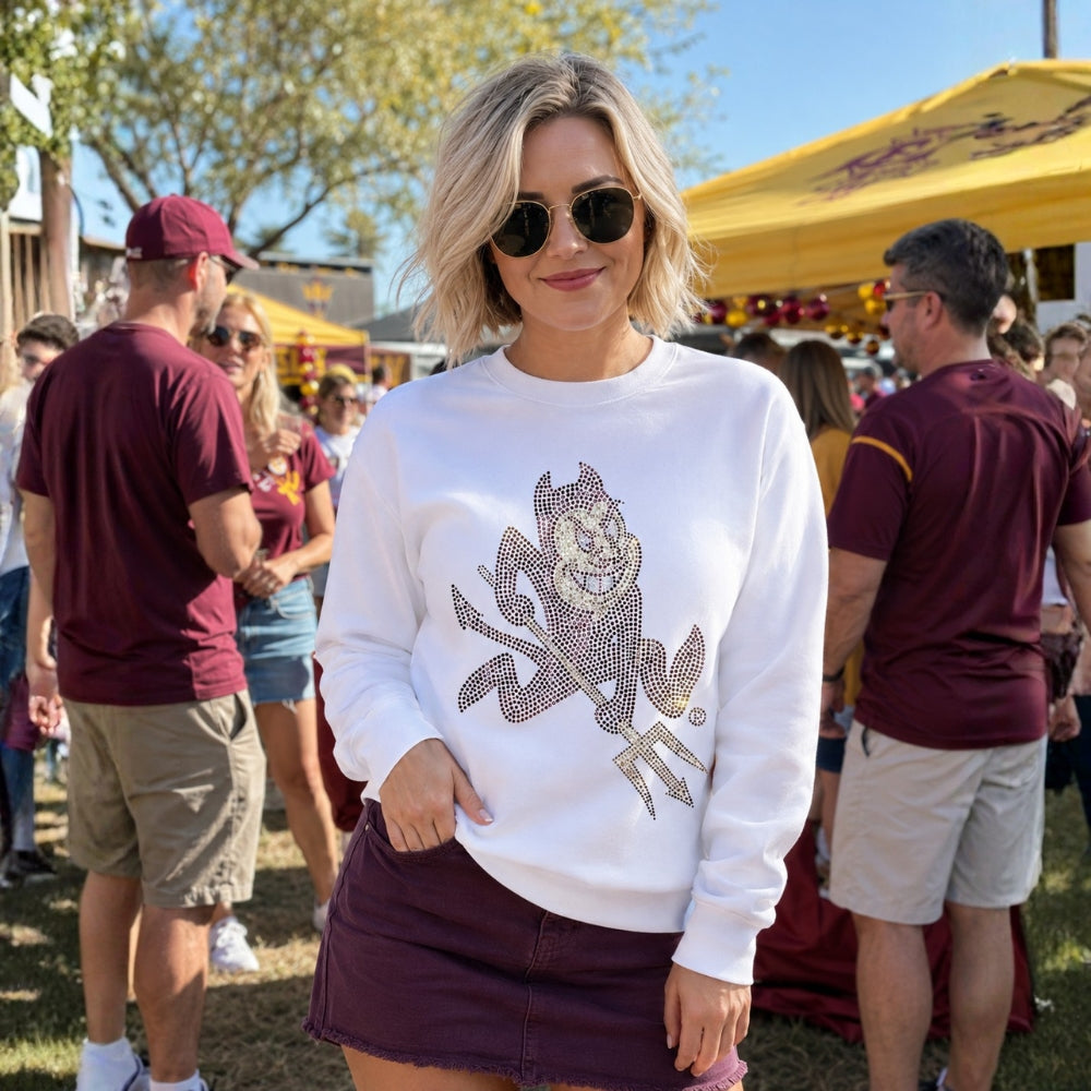 Arizona State Sparky White Crewneck Sweatshirt