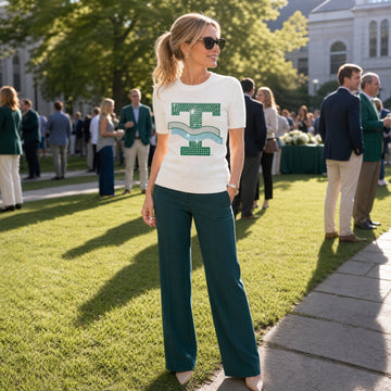 Tulane Vintage Big T Ivory Short Sleeve Sweater