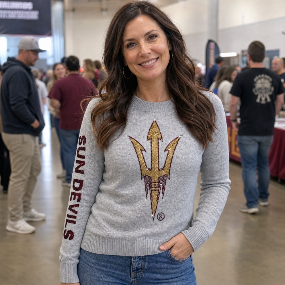 Arizona State Gray Crewneck Fork Sweater