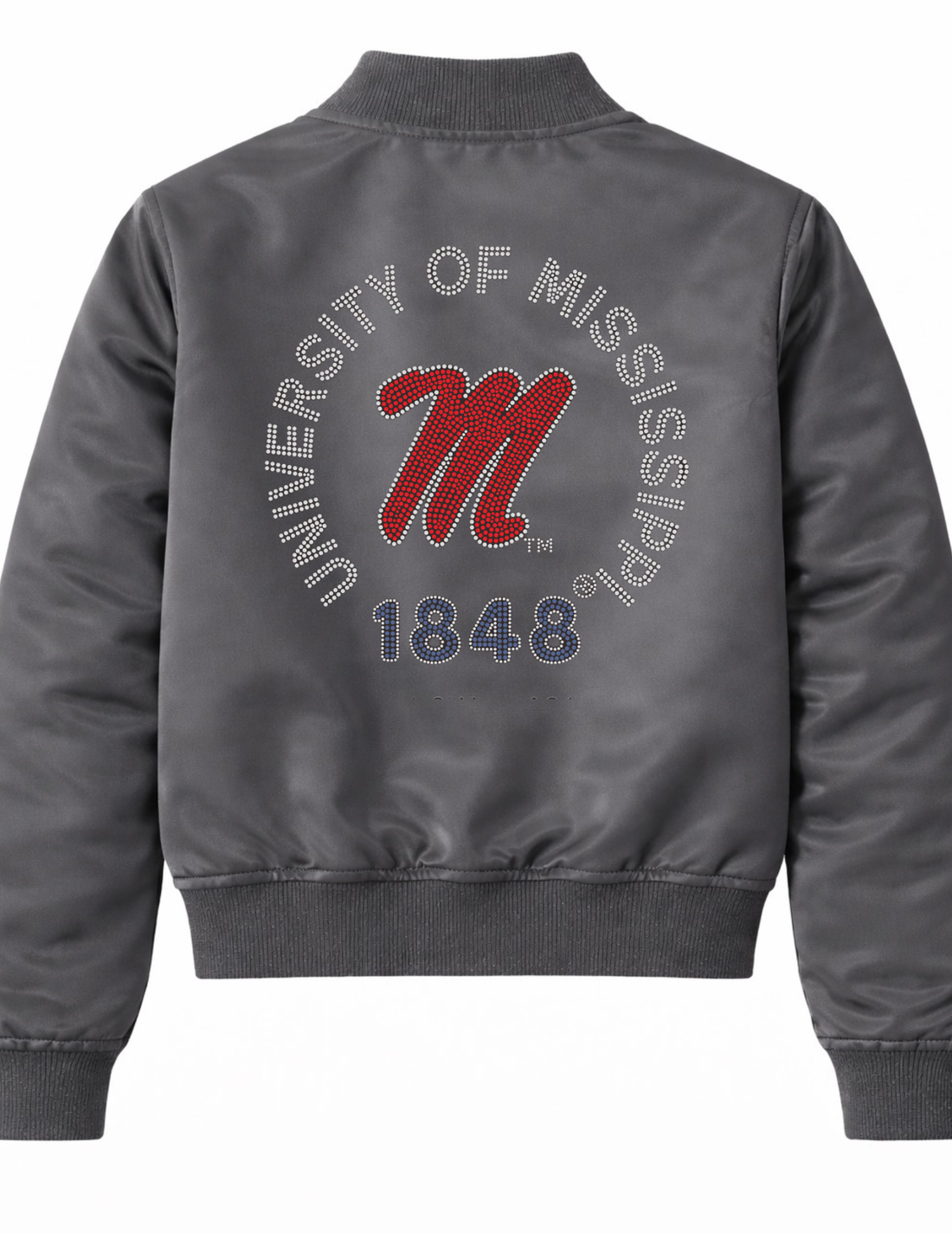 University of Mississippi EST Script M Charcoal Grey Bomber