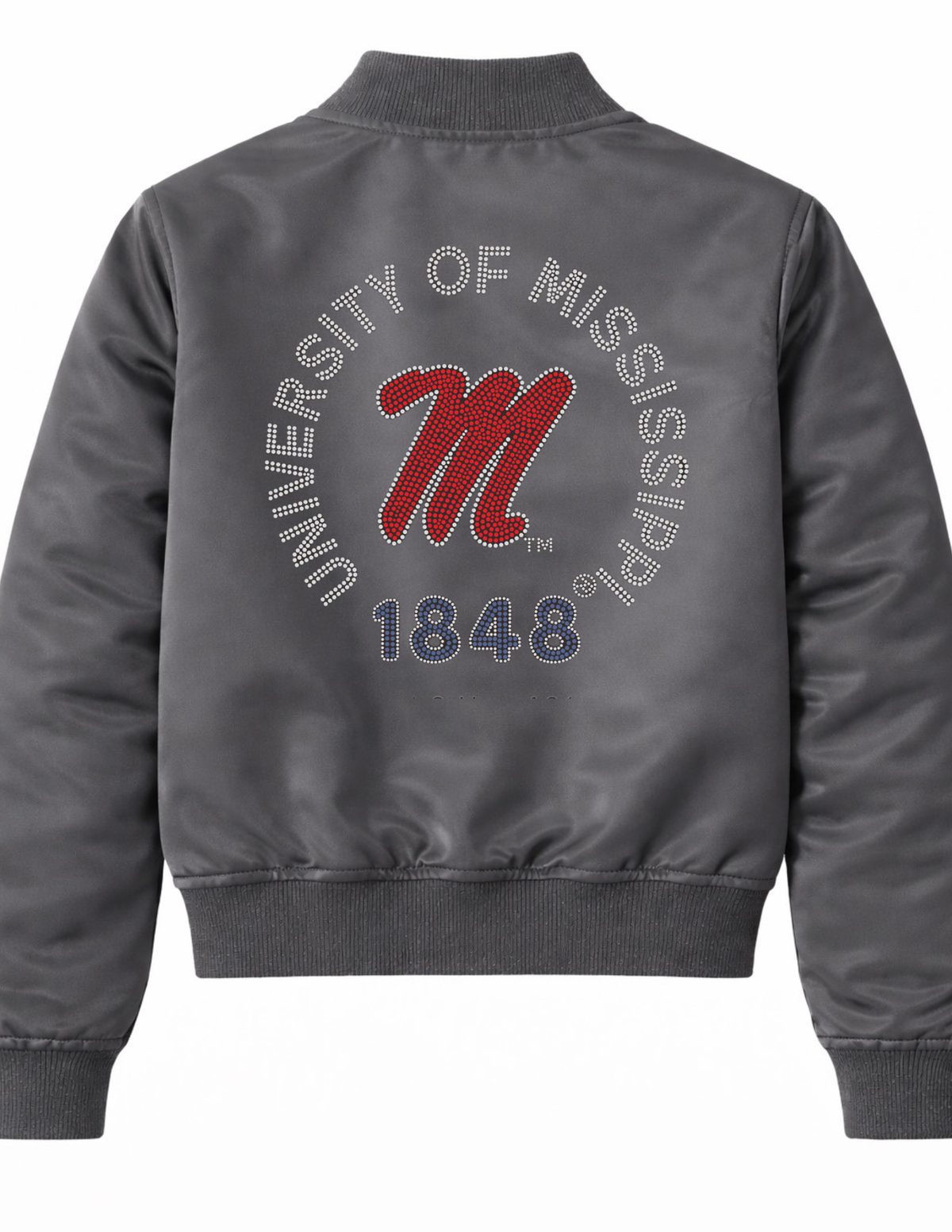 University of Mississippi EST Script M Charcoal Grey Bomber