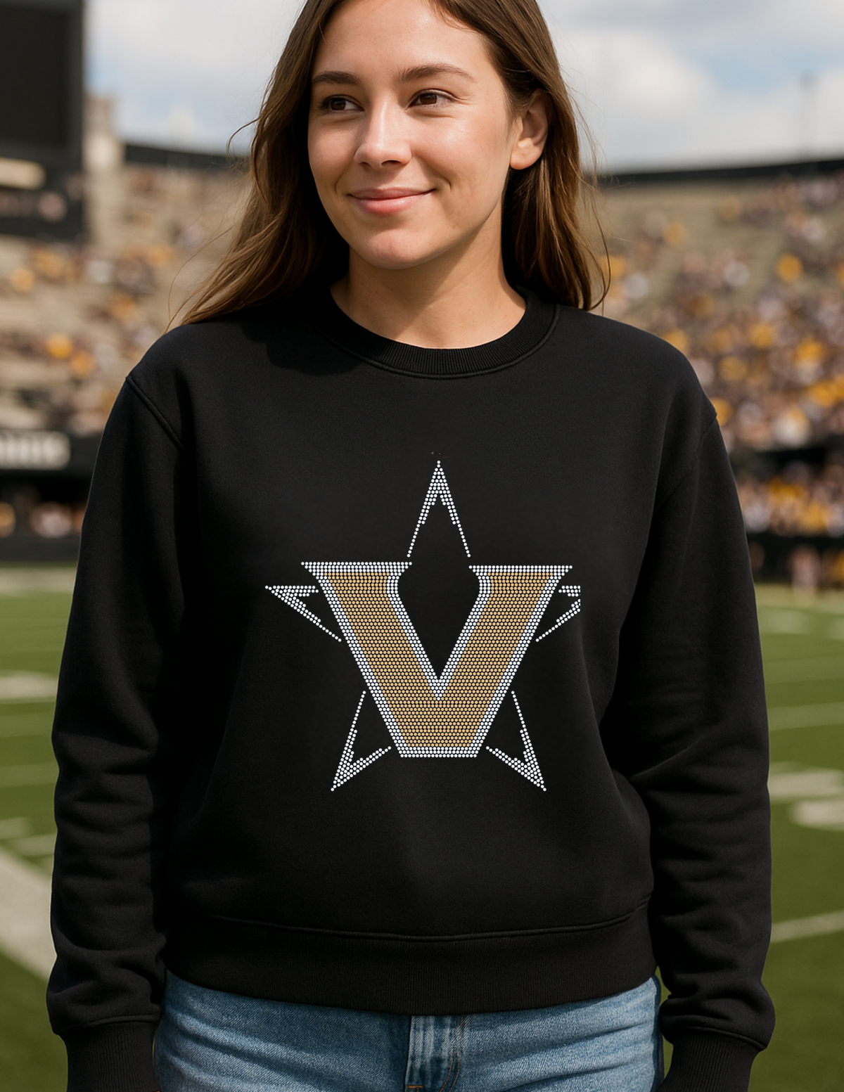 Vanderbilt Star V Black Crewneck Sweatshirt