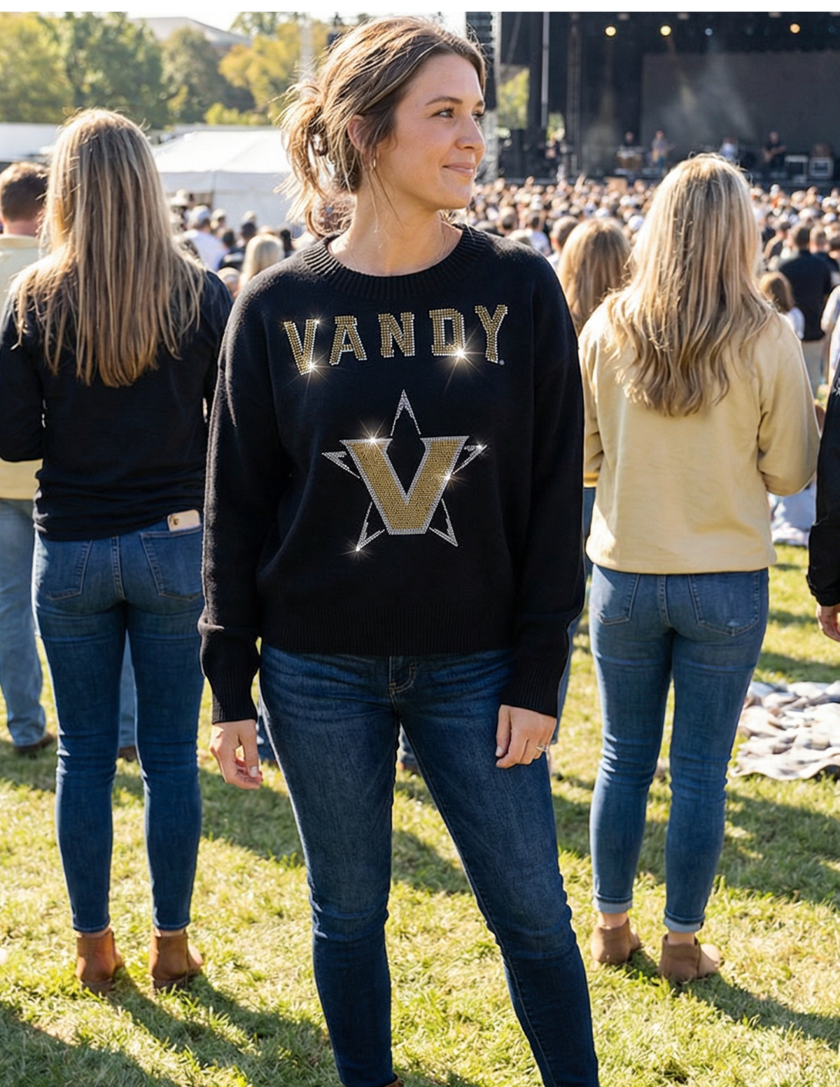 Vanderbilt Star V Vandy Crewneck Black Sweater