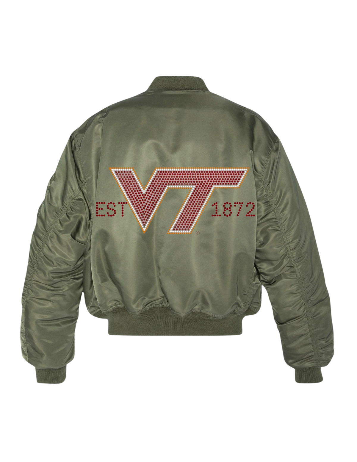 Virginia Tech EST 1872 Army Green Bomber Jacket