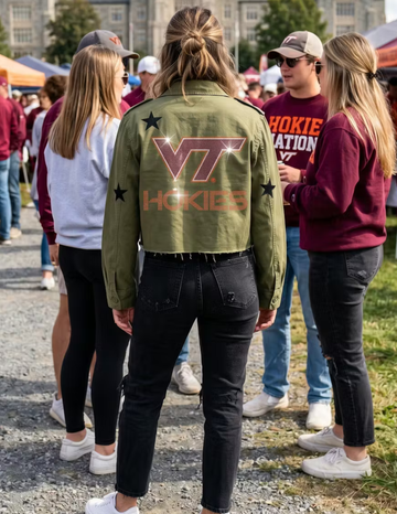 Virginia Tech Hokies & Large VT Army Green Shacket