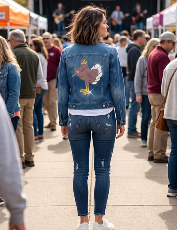 Virginia Tech Hokie Bird Blue Denim Jacket