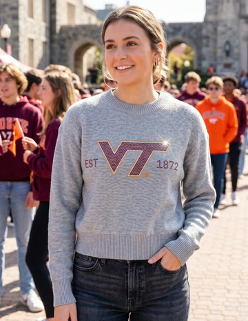 Virginia Tech EST. 1872 Gray Crewneck Sweater
