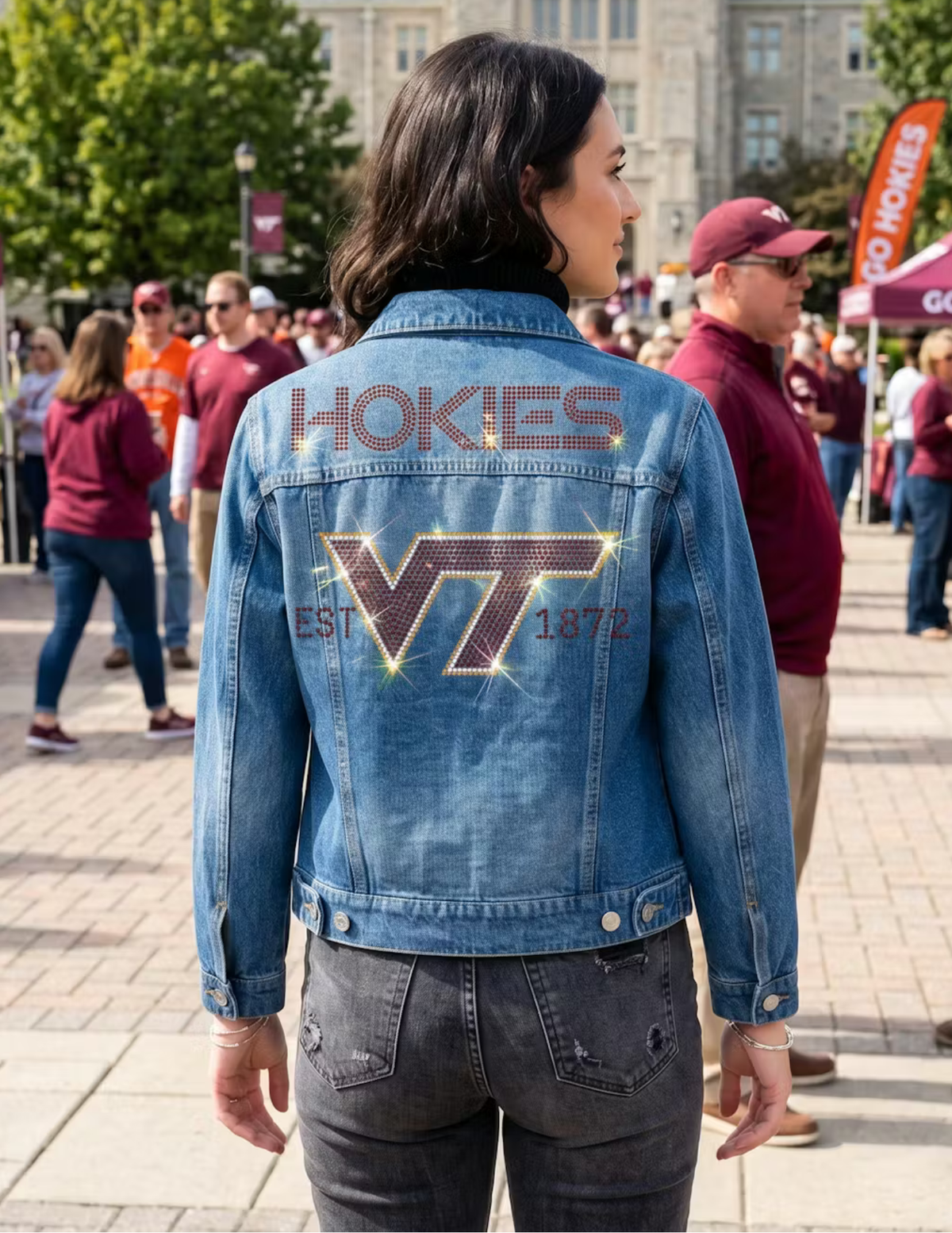 Virginia Tech EST 1872 Hokies Blue Denim Jacket