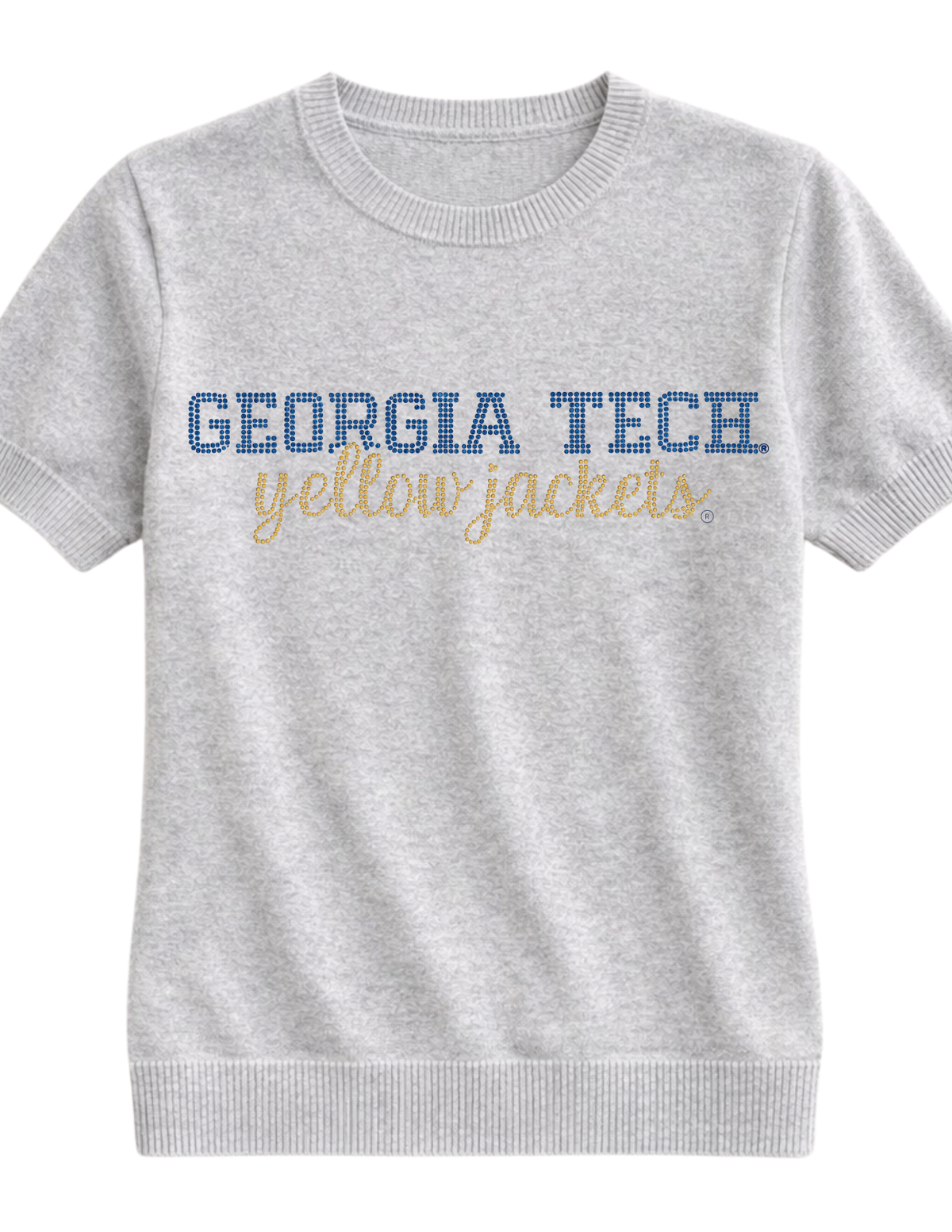 Georgia Tech Yellow Jackets Script Ivory Short Sleeve Sweater