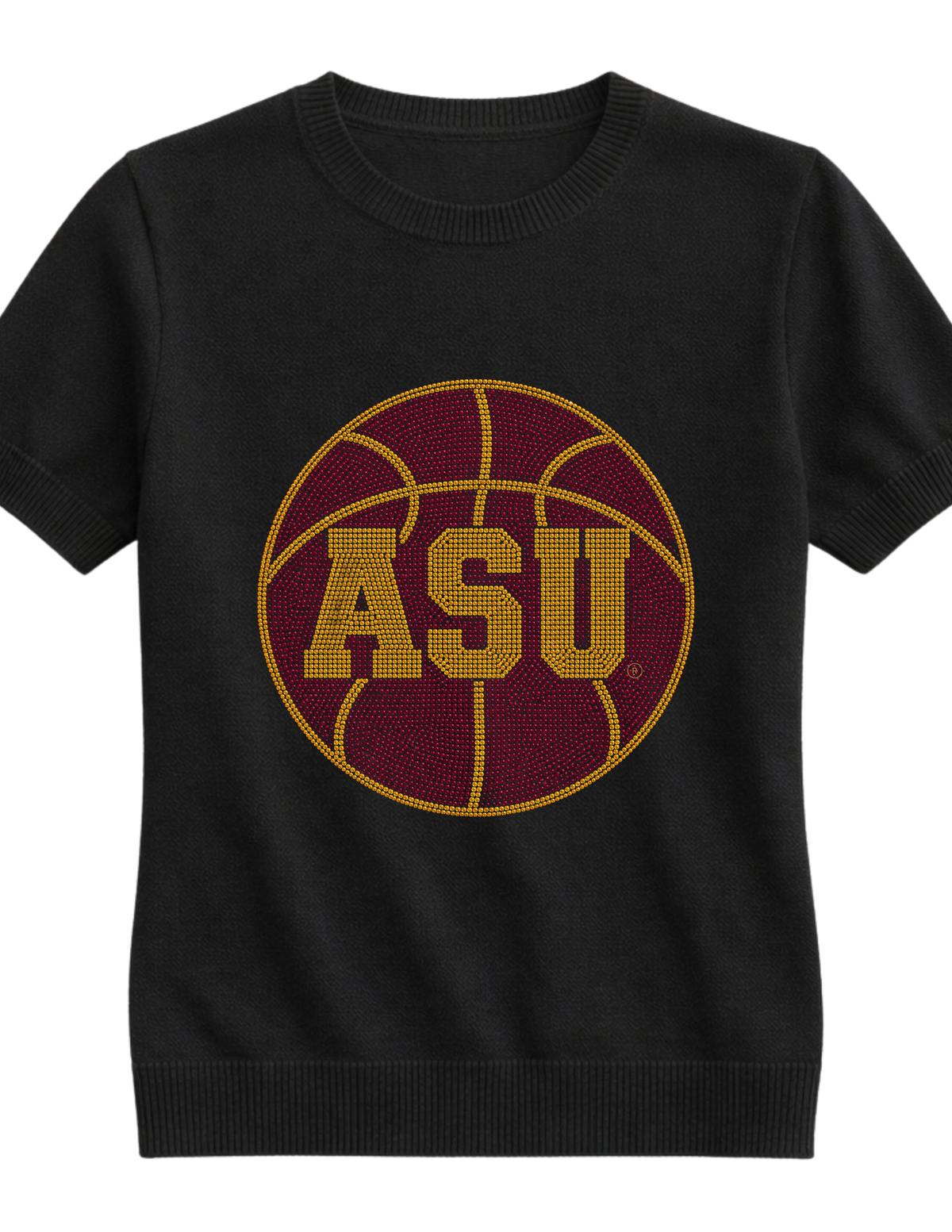 Arizona State Basketball ASU Black Short Sleeve Sweater