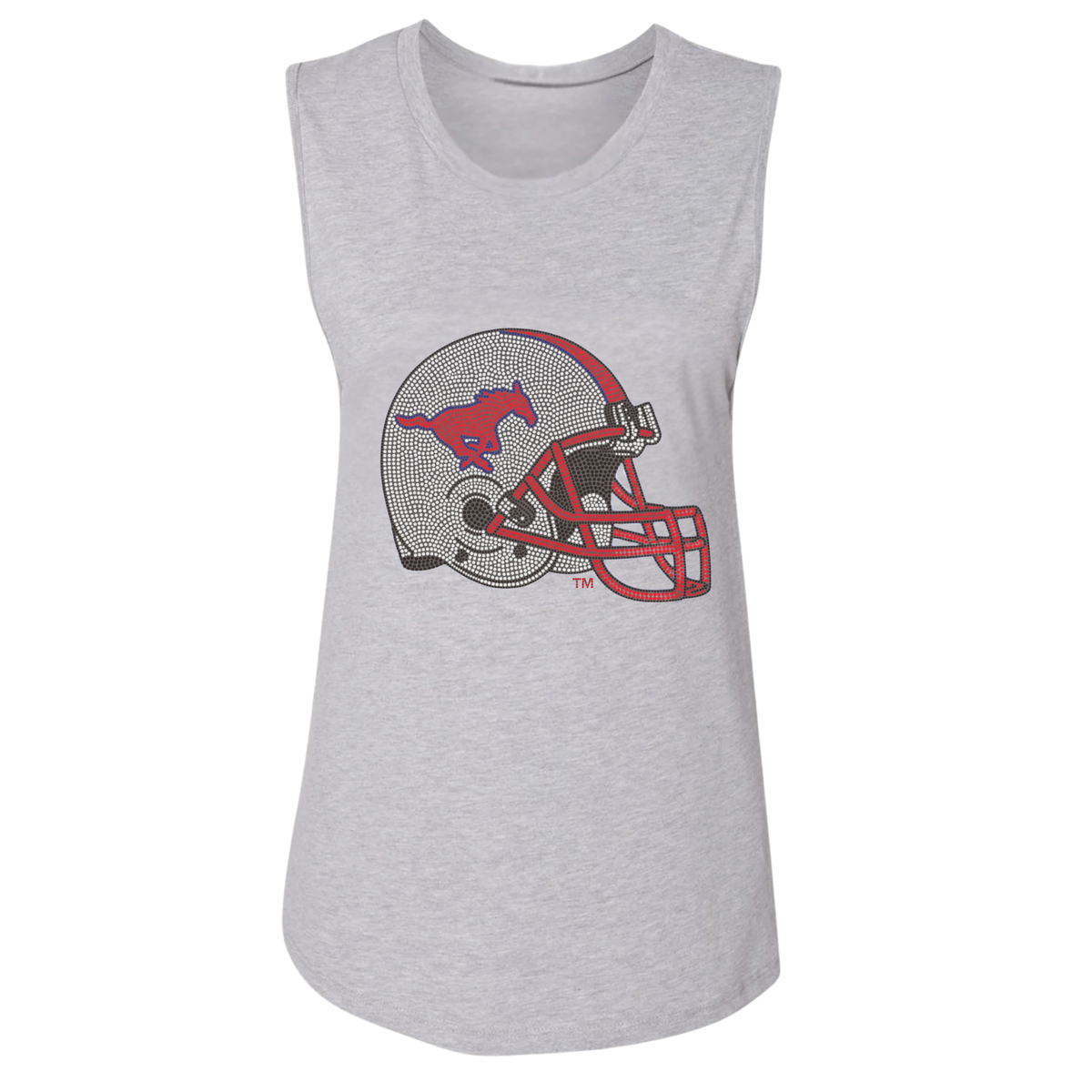 SMU Helmet Gray Crewneck Tank Top