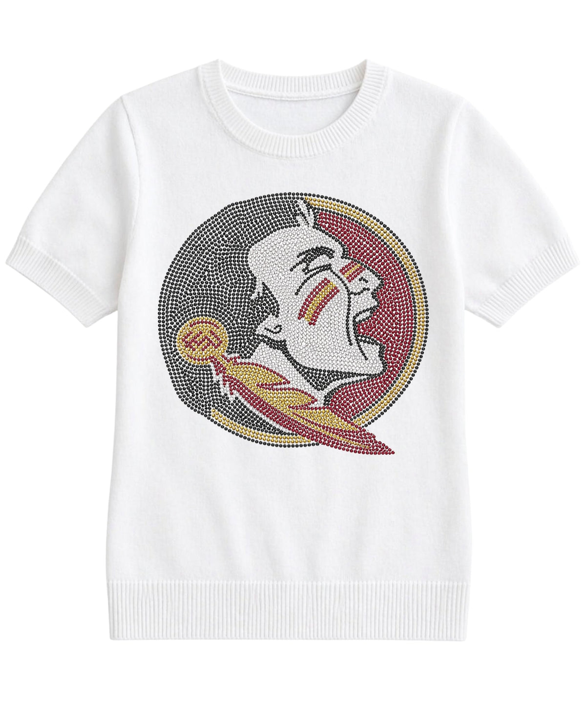 Florida State Mascot Ivory Crewneck Short Sleeve Sweater