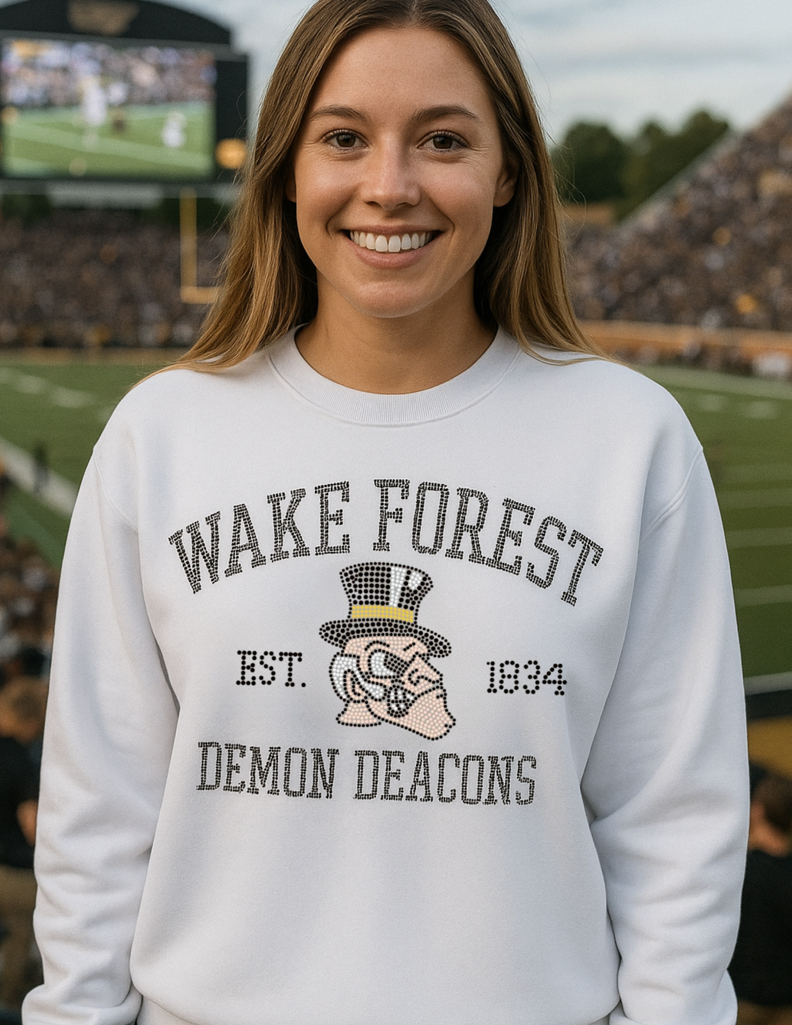 Wake Forest Est 1834 Crewneck White Sweatshirt