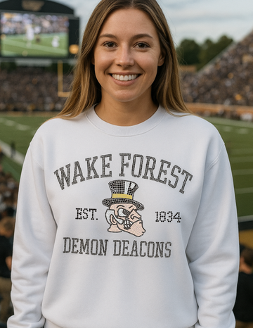 Wake Forest Est 1834 Crewneck White Sweatshirt