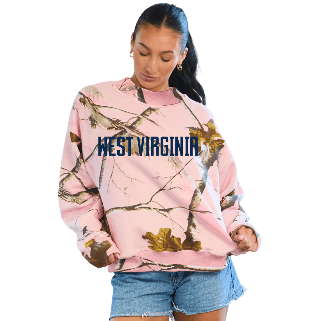 West Virginia Mountaineers Camo Mock Neck Sweatshirt