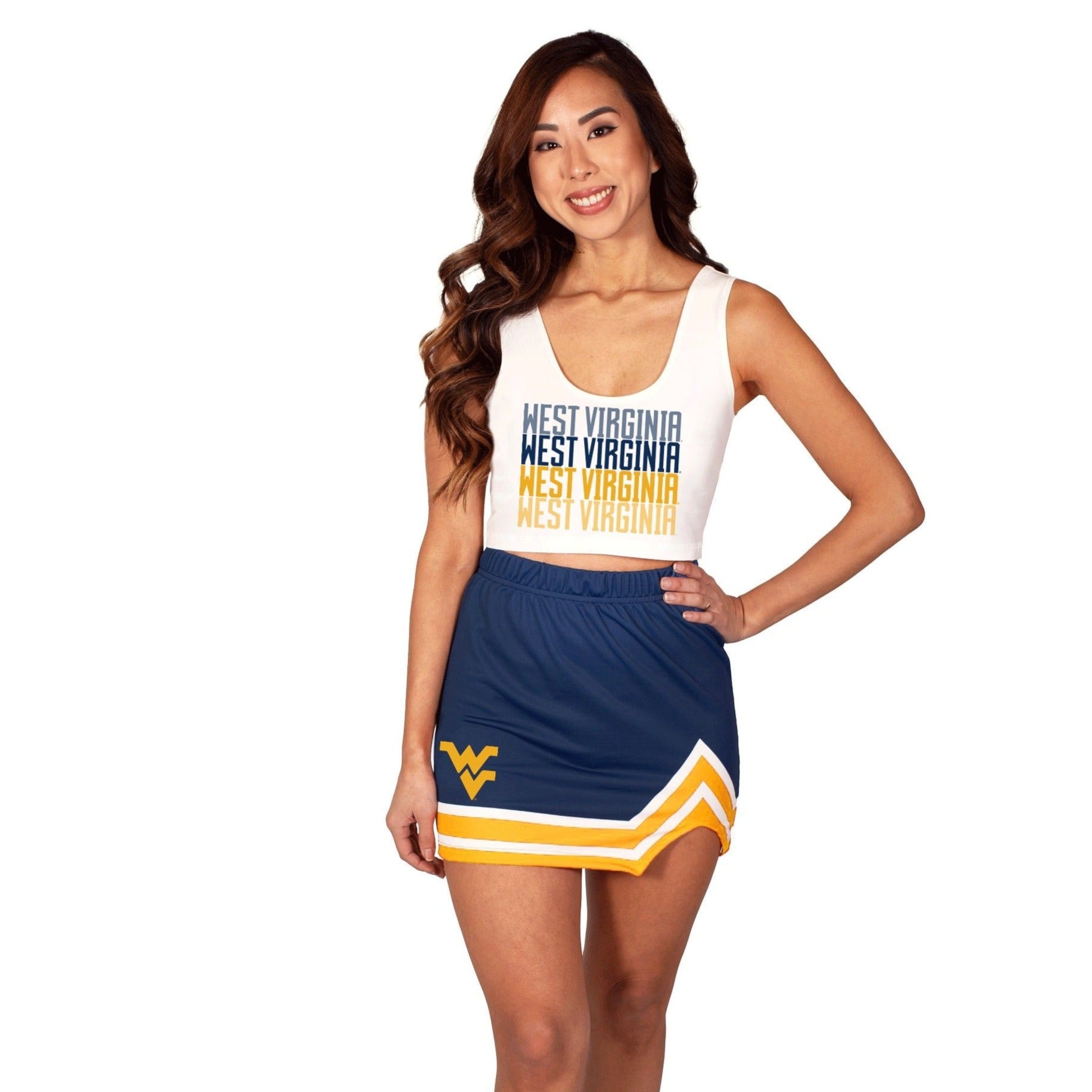 West Virginia Mountaineers White Crop Tank Top