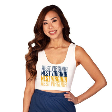 West Virginia Mountaineers White Crop Tank Top