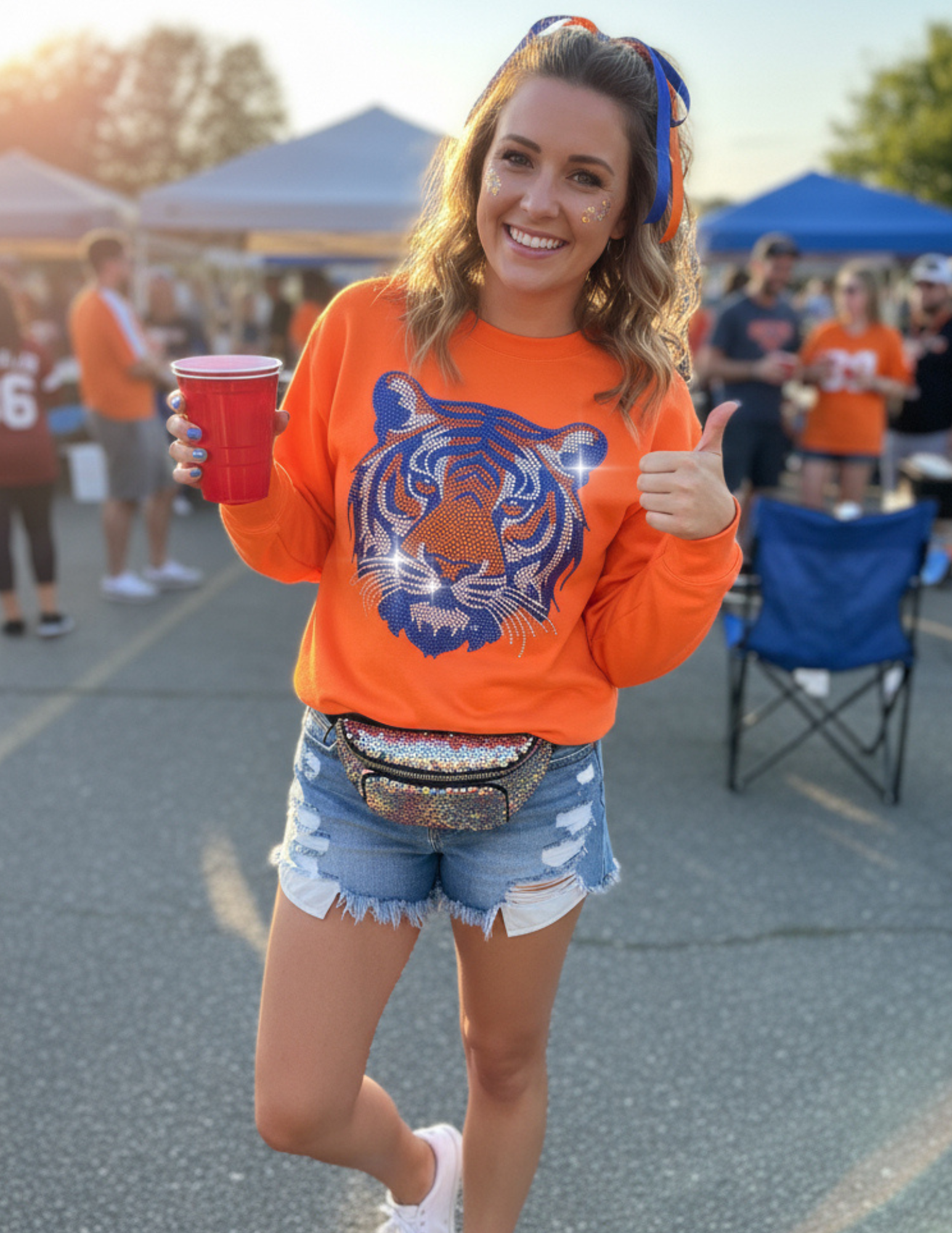 Auburn Orange & Navy Tiger Orange Crewneck Sweatshirt