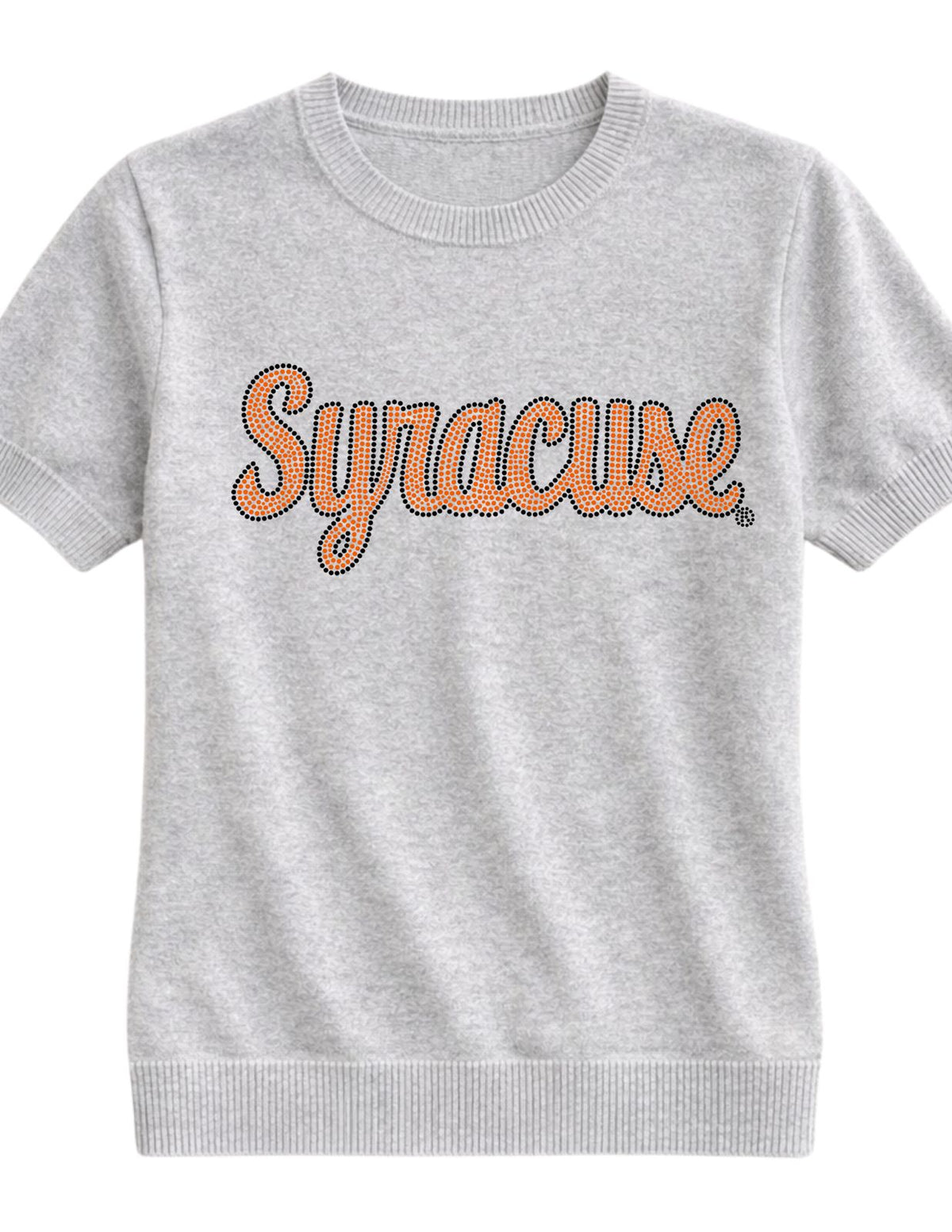 Syracuse University Script Gray Short Sleeve Sweater