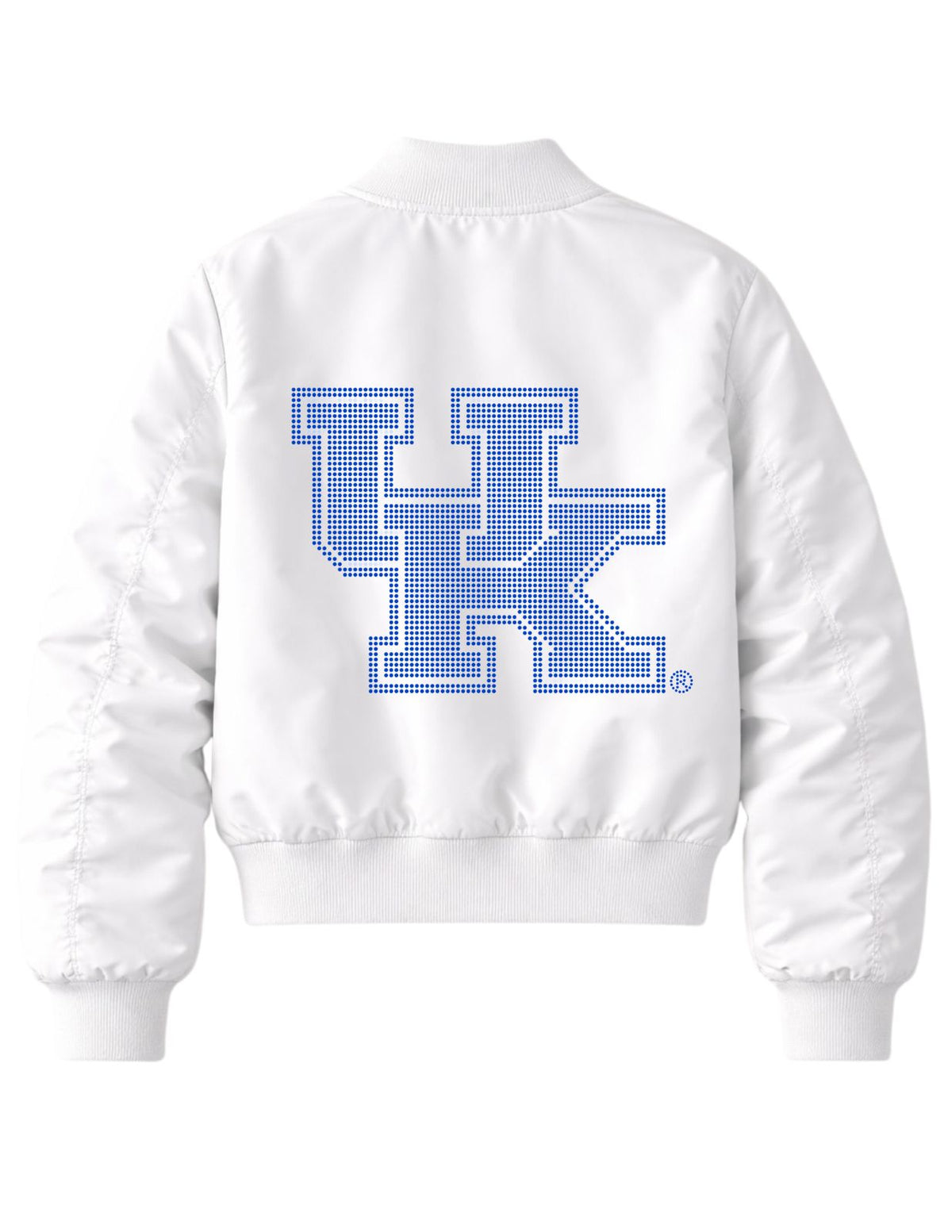University of Kentucky Blue Interlocking UK White Bomber Jacket