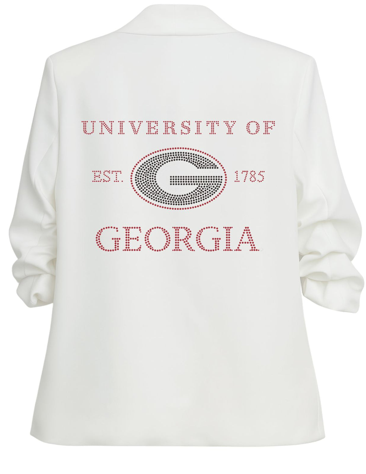 University of Georgia EST 1785 White Blazer W/ Ruched Sleeve
