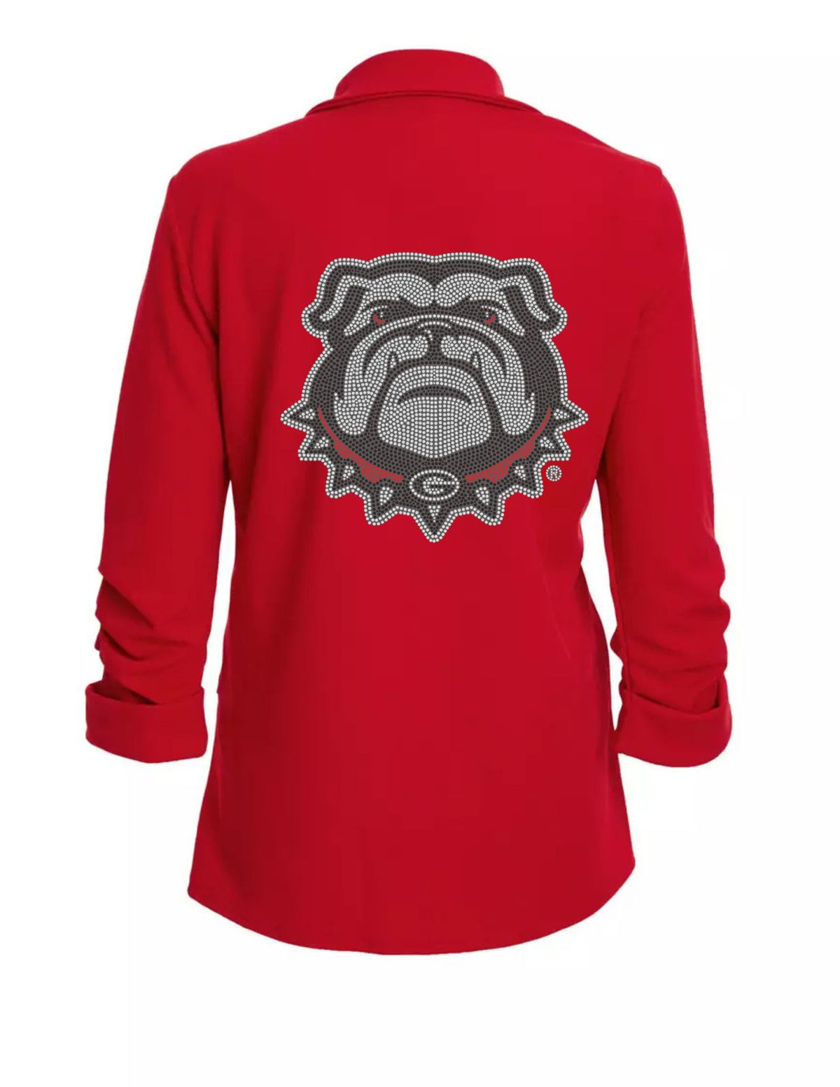 University of Georgia Bulldog Logo Red Blazer W/ Ruched Sleeve
