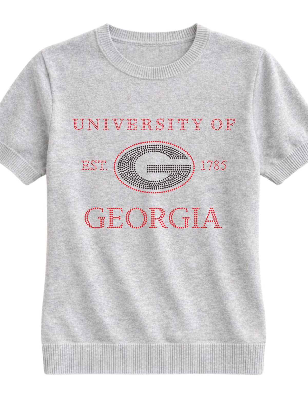 University of Georgia EST 1785 Gray Short Sleeve Sweater