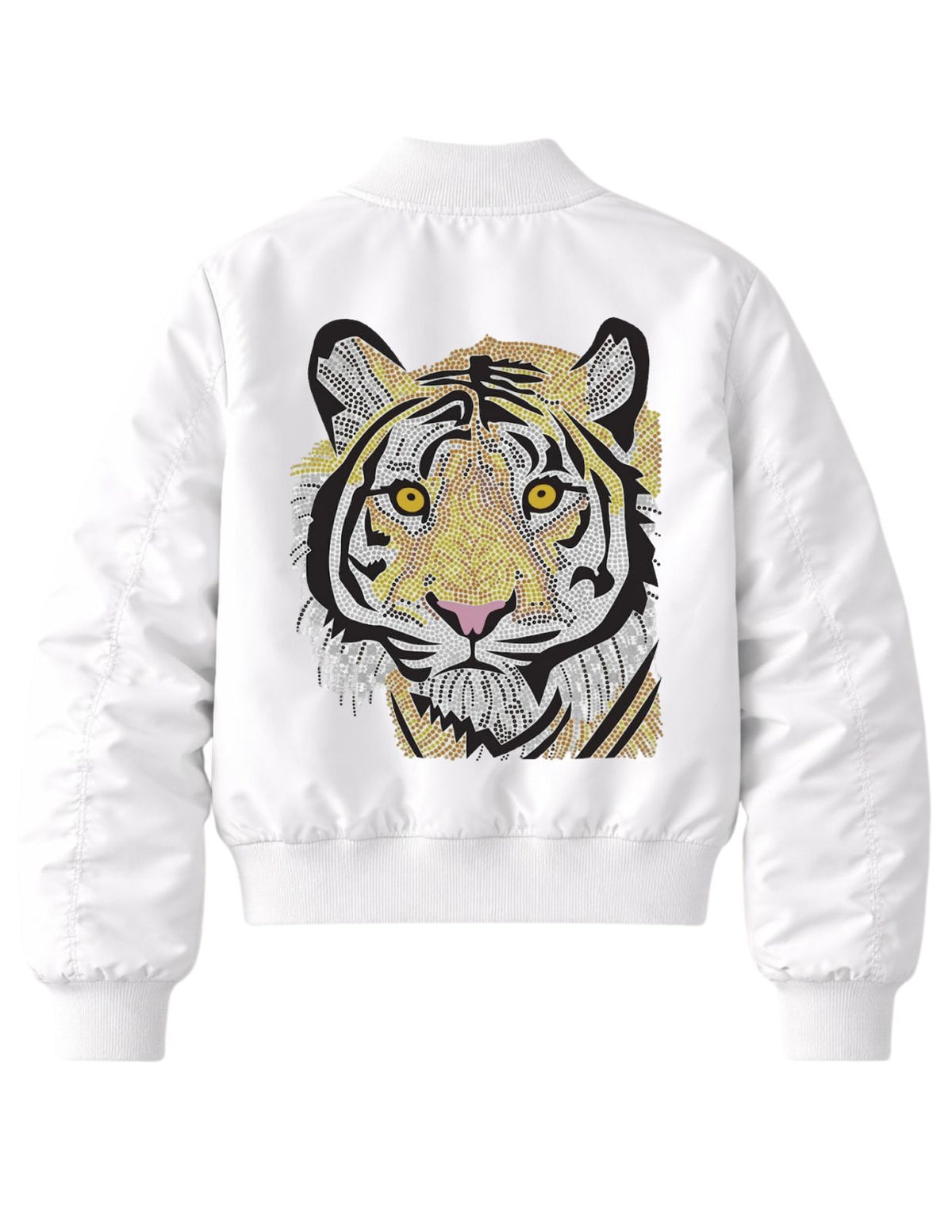 Tiger Face White Bomber Jacket