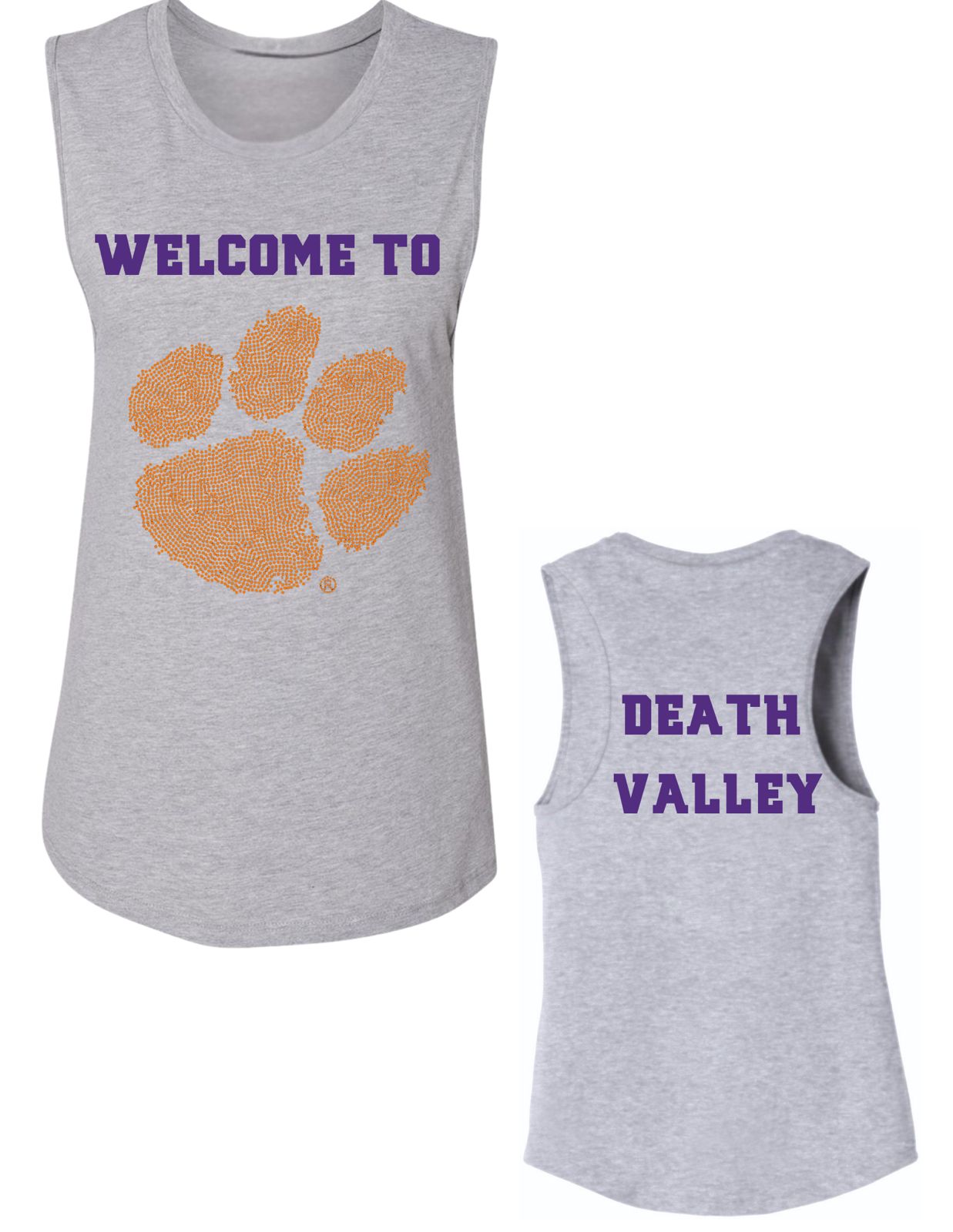 Clemson University Paw Welcome To Death Valley Gray Tank Top