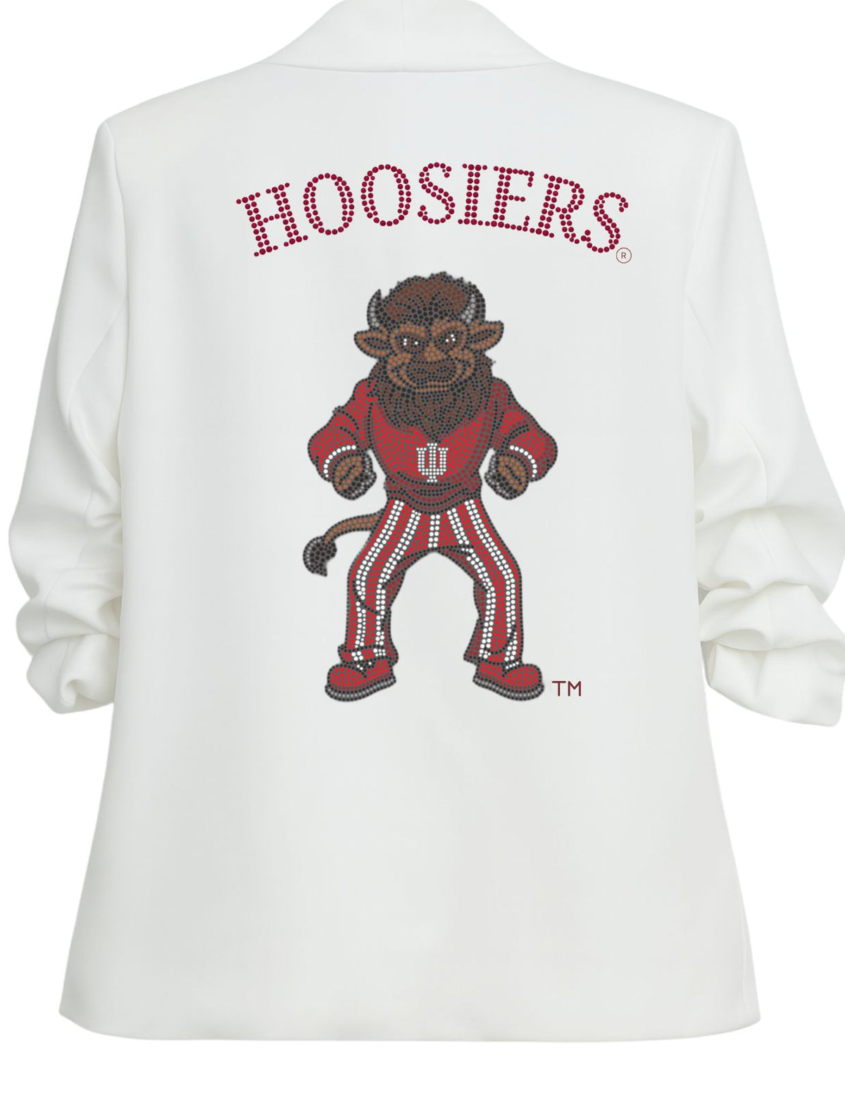 Indiana University Vintage Bison Mascot White Ruched Blazer