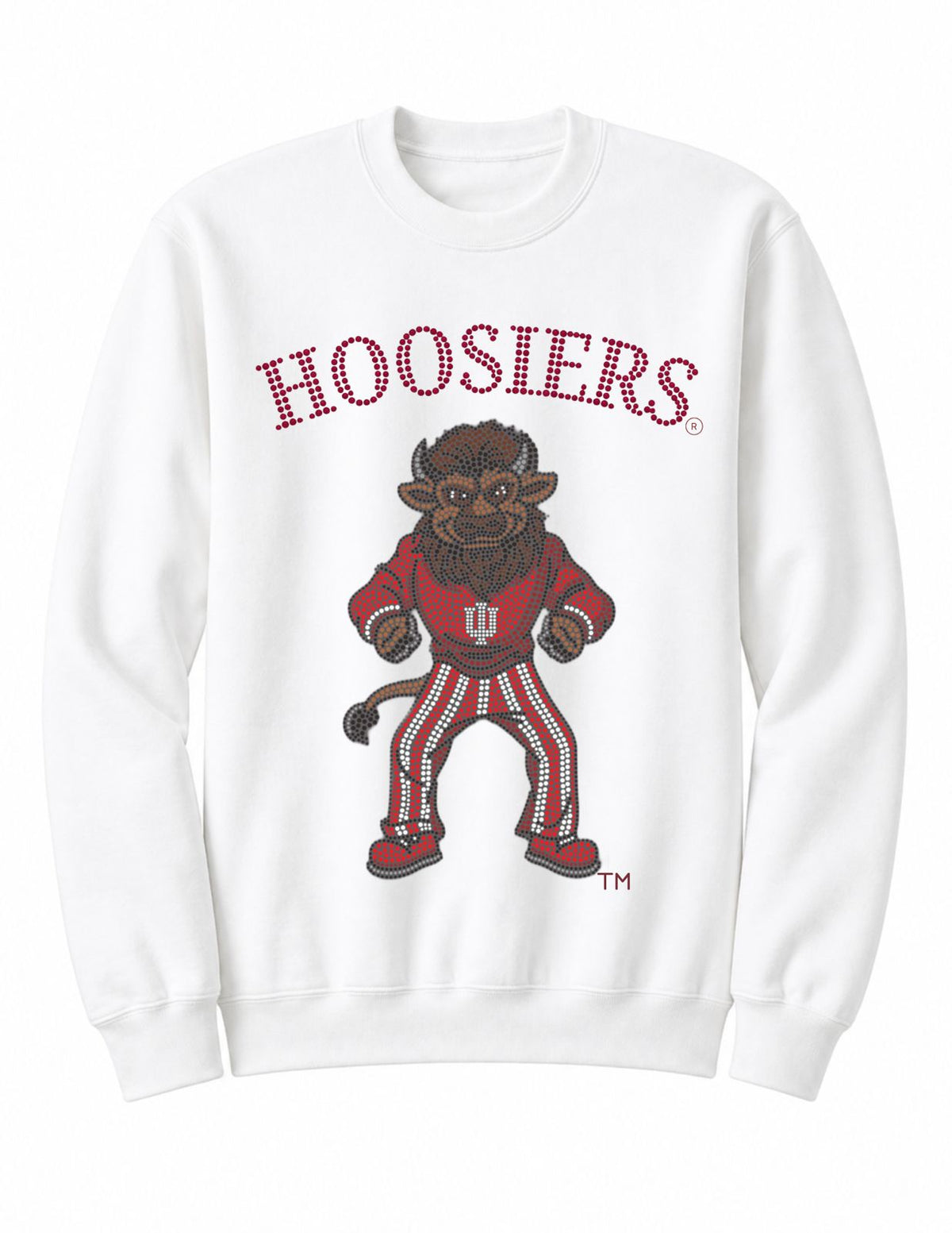Indiana University Vintage Bison Mascot White Crewneck Sweatshirt
