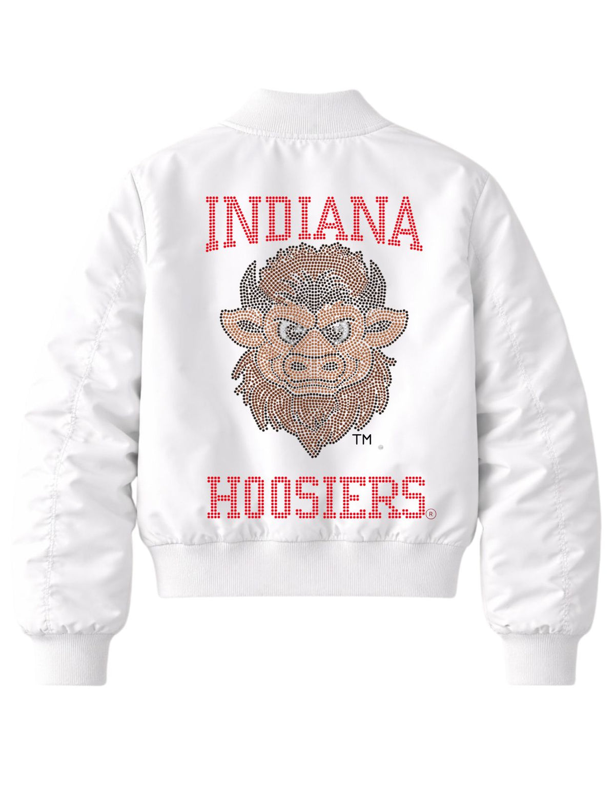 Indiana University Hoosiers Vintage Bison Head White Bomber Jacket