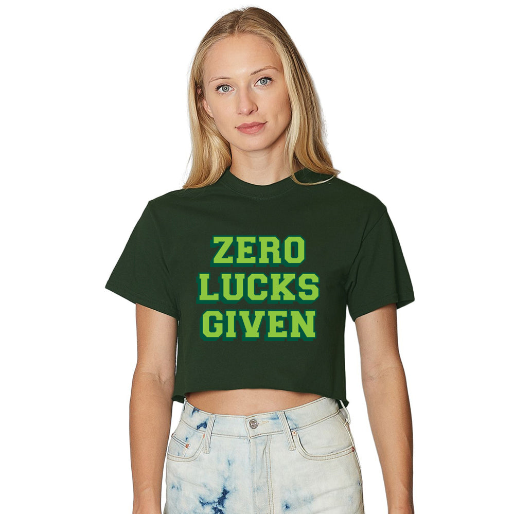 Zero Lucks Given Dark Green Cropped Tee