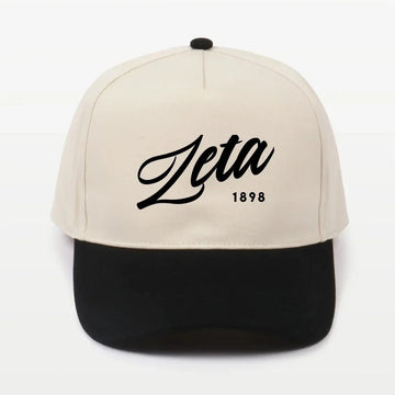 Zeta Embroidered Two-Tone Baseball Cap | Hat- Script 1898