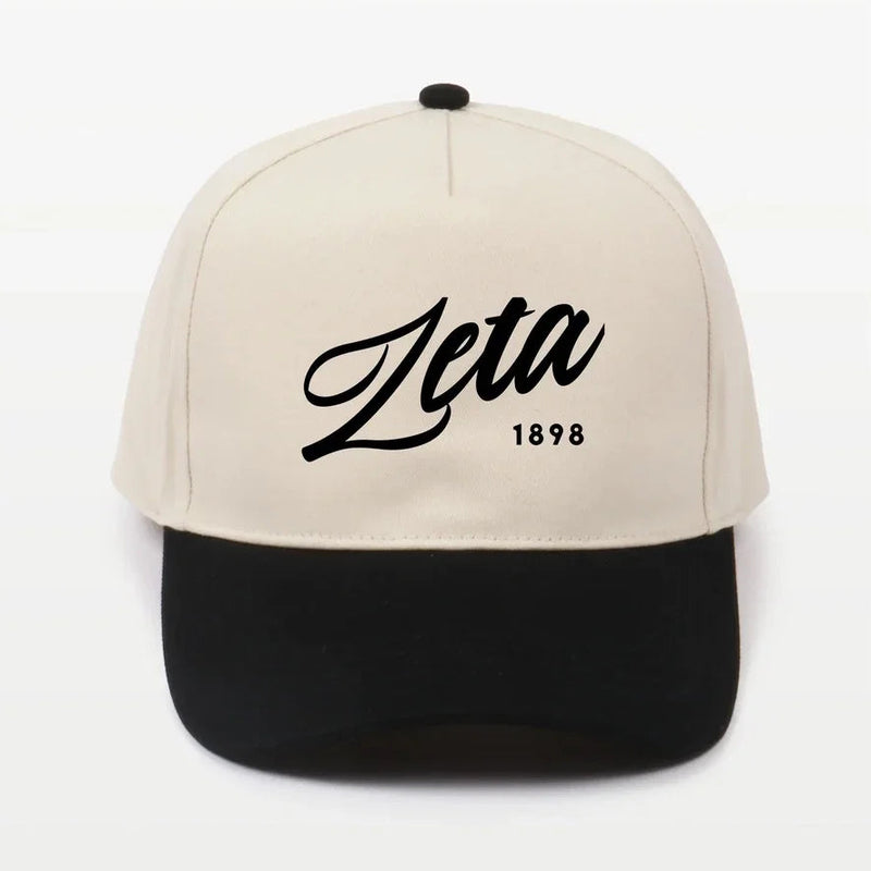 Zeta Embroidered Two-Tone Baseball Cap | Hat- Script 1898