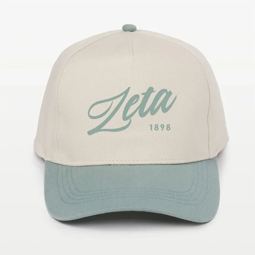 Zeta Embroidered Two-Tone Baseball Cap | Hat- Script 1898