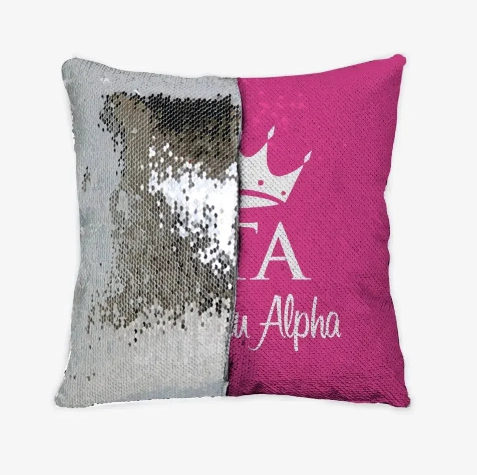 Zeta Tau Alpha Hot Pink Sequin Pillow Cover