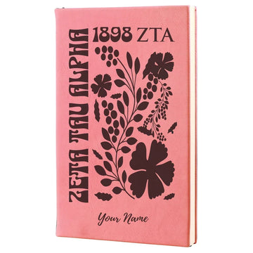 Zeta Tau Alpha Personalized Leatherette Notebook Journal - Retro Floral