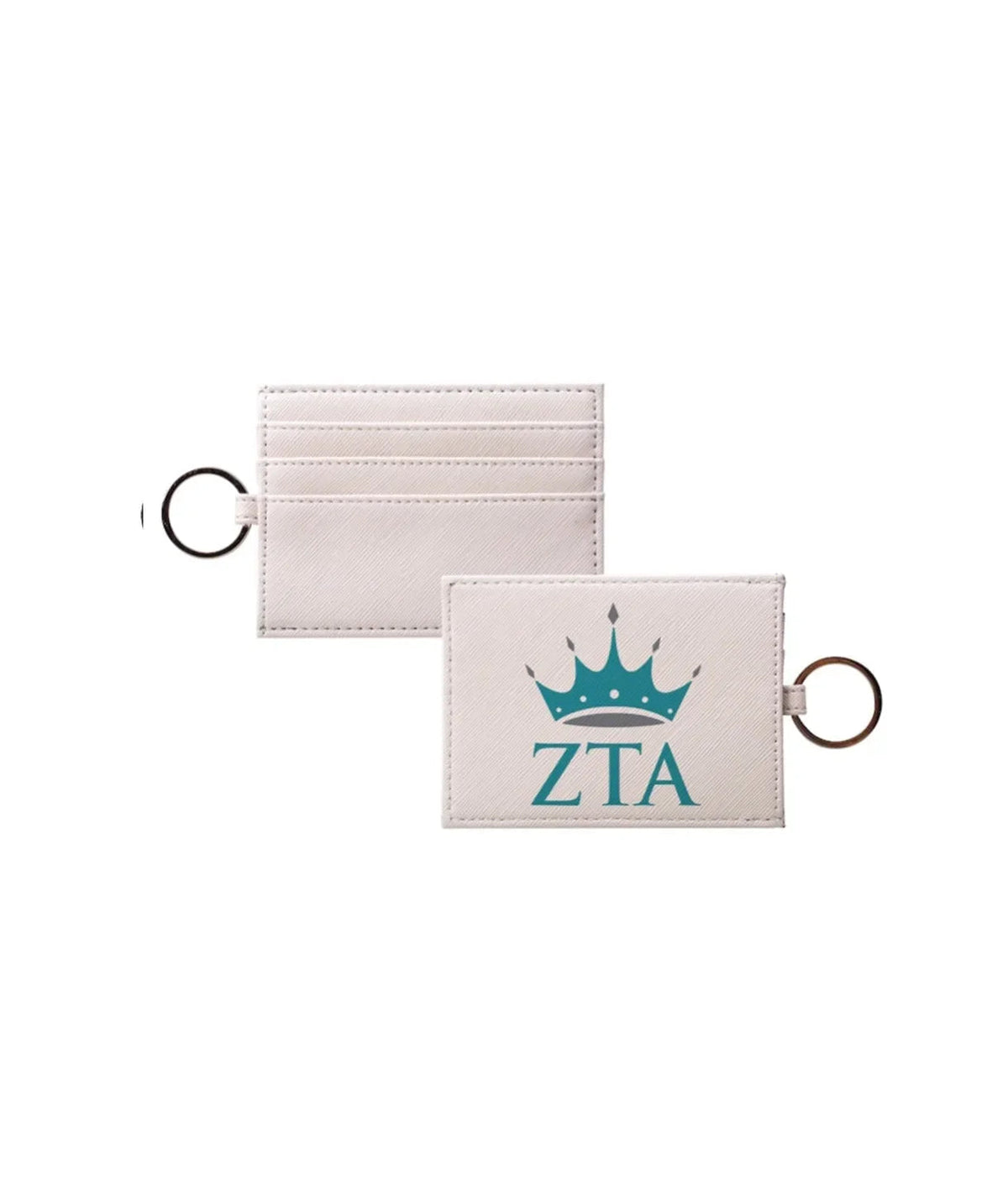 Zeta Tau Alpha Vegan Saffiano Leather Card Holder - Crown