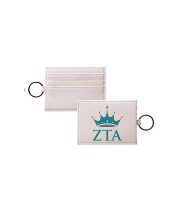 Zeta Tau Alpha Vegan Saffiano Leather Card Holder - Crown