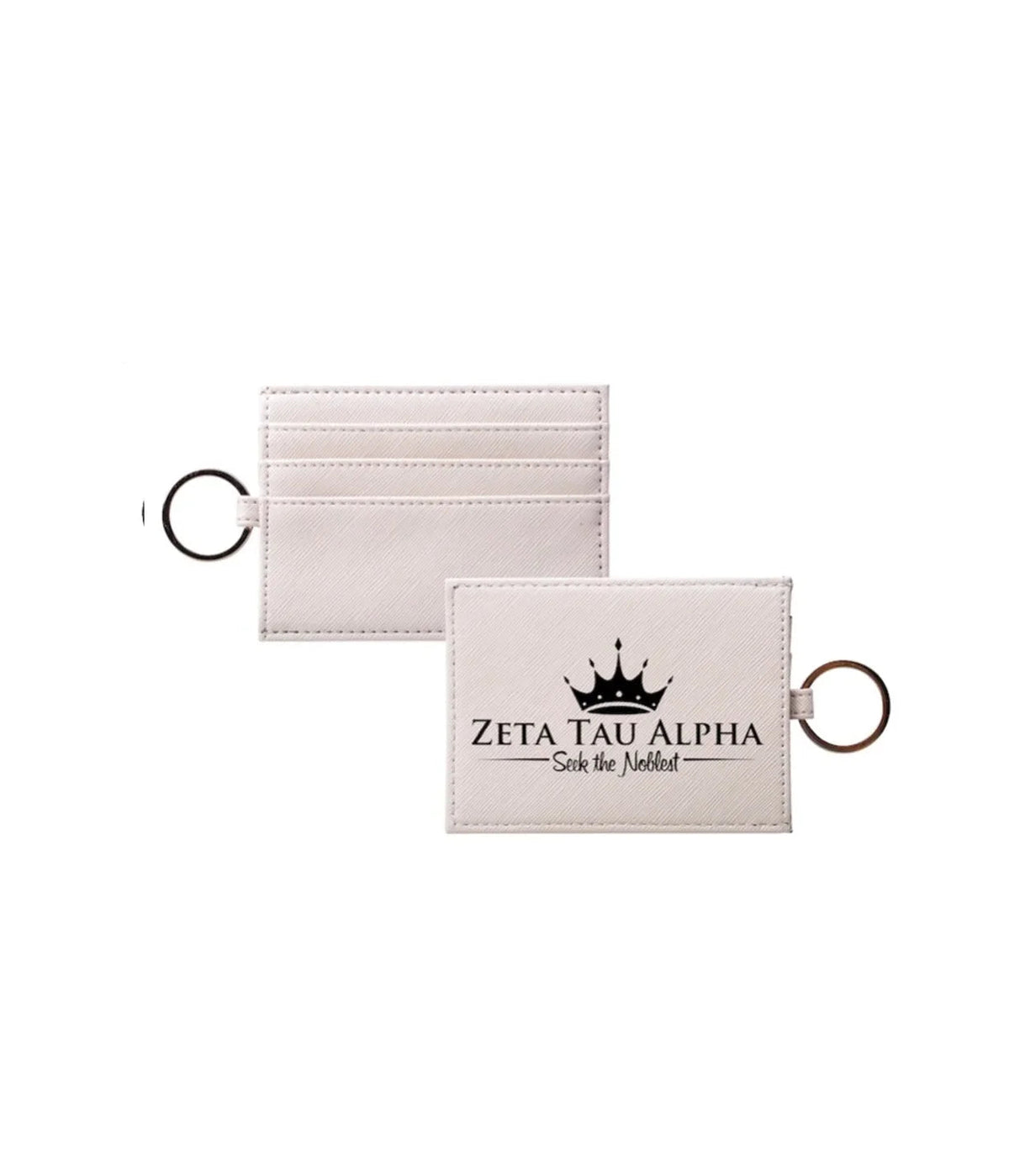 Zeta Tau Alpha Vegan Saffiano Leather Keychain Card Holder