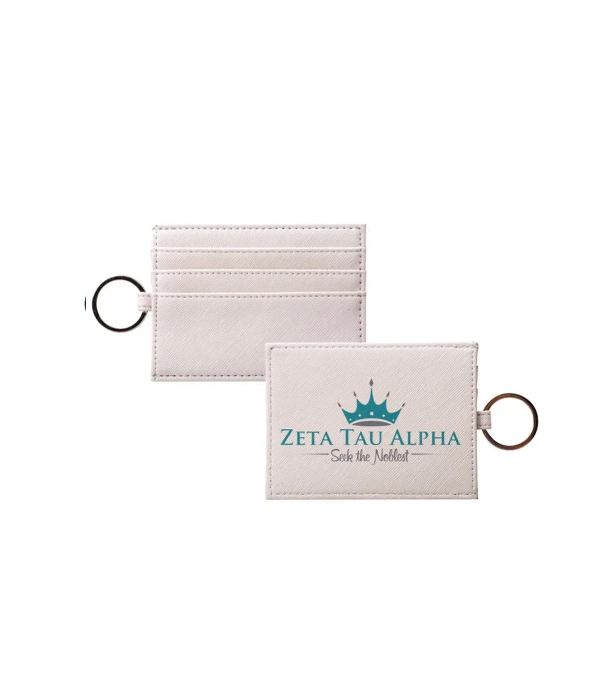 Zeta Tau Alpha Vegan Saffiano Leather Keychain Card Holder
