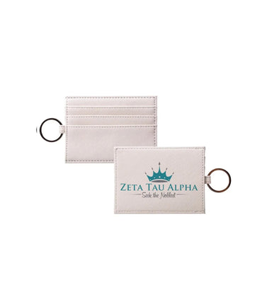 Zeta Tau Alpha Vegan Saffiano Leather Keychain Card Holder