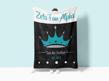 Zeta Tau Alpha XL 60x80 Sherpa Blanket - Crown Wide Band