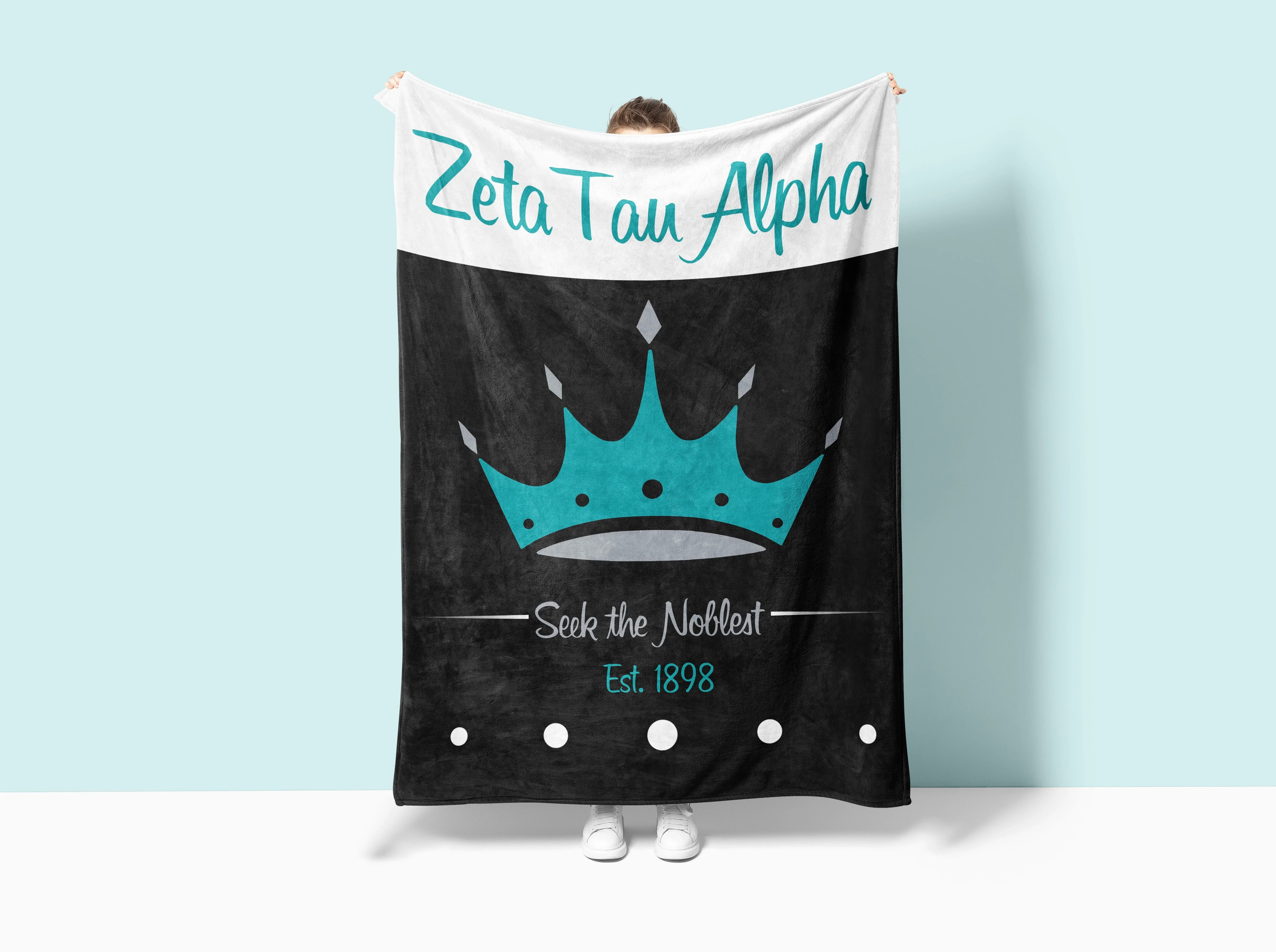 Zeta Tau Alpha XL 60x80 Sherpa Blanket - Crown Wide Band